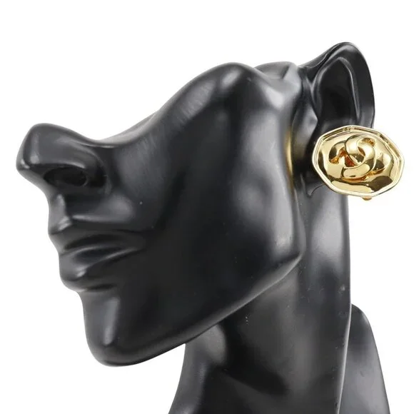 CHANEL Gold Logo Earrings